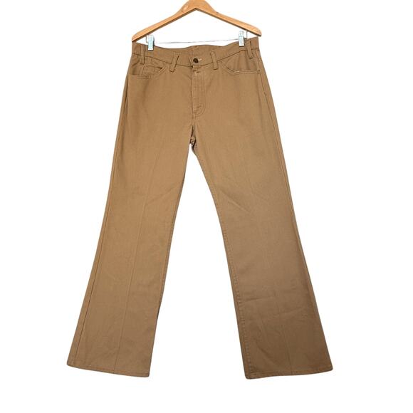 VTG 70s Levis Sta Prest Flare Jeans Mens 34x31 Tan Brown Cowboy Western Pants - Picture 1 of 8